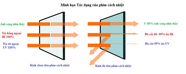 Ảnh: Minh họa tác dụng của phim cách nhiệt Ảnh: Minh họa tác dụng của phim cách nhiệt