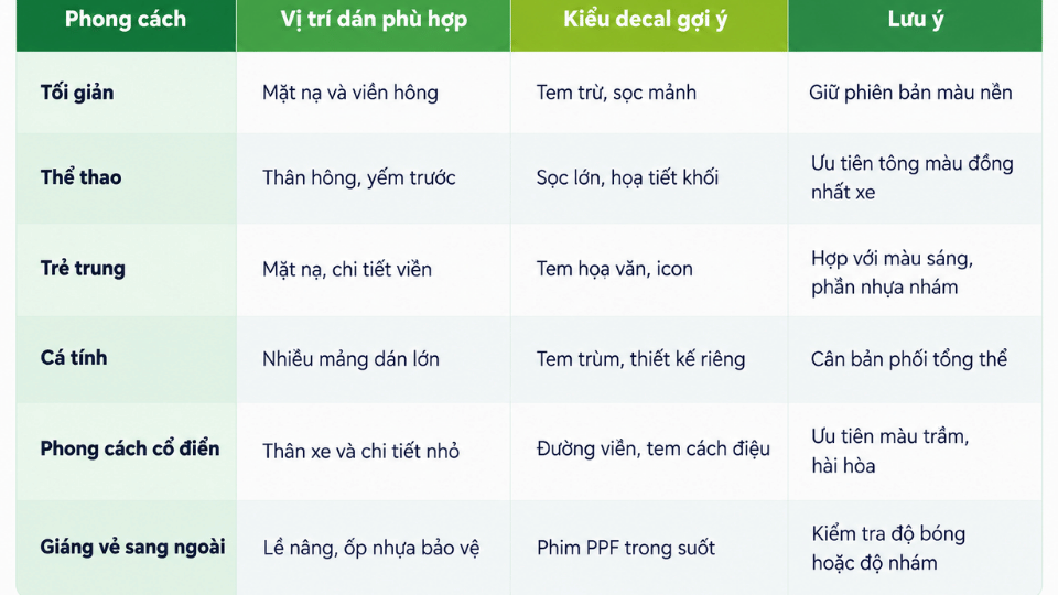 Bảng gợi ý dán xe Vision đẹp theo phong cách, vị trí dán và kiểu decal phù hợp