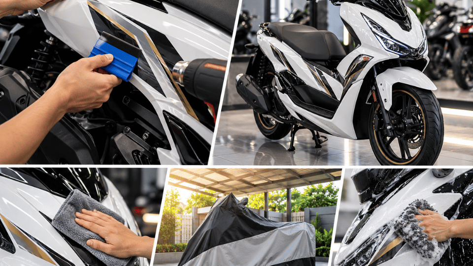 Hình minh họa dán decal xe máy
